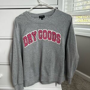 Gray Sweatshirt with Pink Lettering